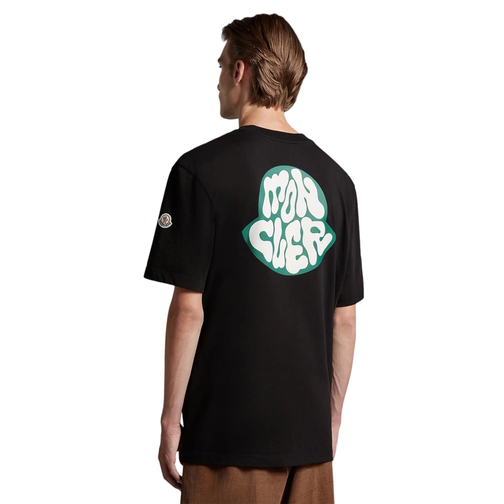 Back View of Moncler Graphic Logo Black T Shirt H20918C000328390T999